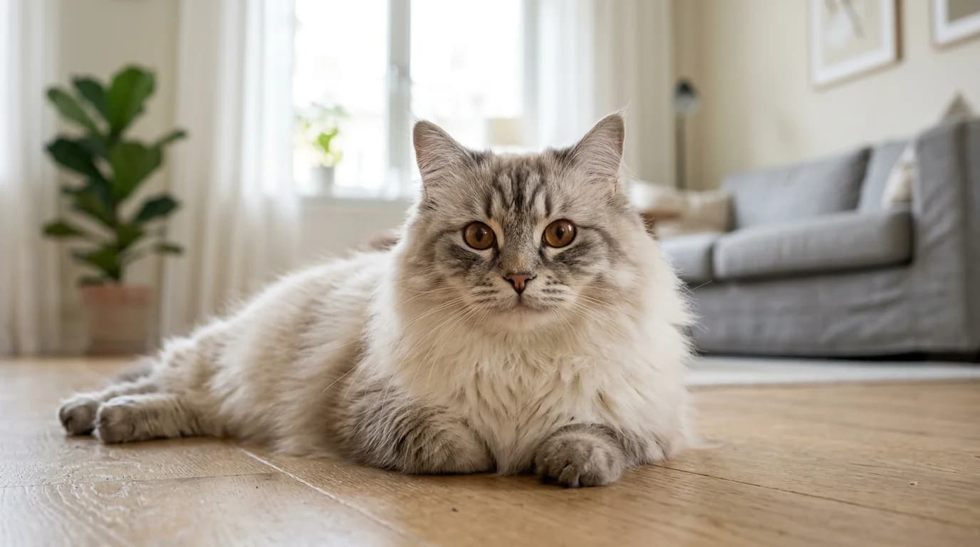 Ragamuffin cat in Scandinavian home setting